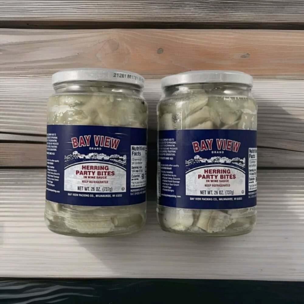 Bay View Packing Factory Fresh Herring (Fish) - 2 Glass Jars at 26 Ounces Each